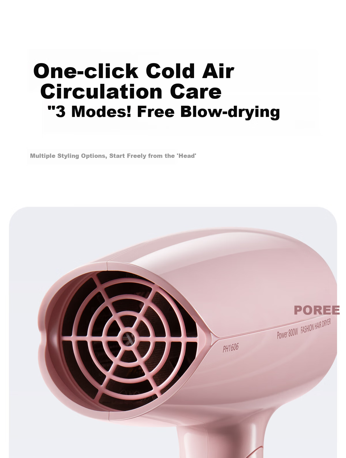 Фен FLYCO PH1606, 800 Вт, складной, для студентов, розовый