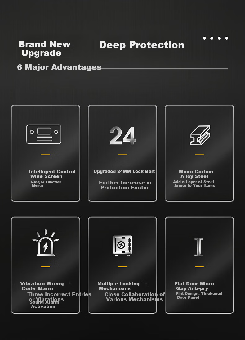 Сейф QNN Home Safe CF60, 58 см, всестальной, для кровати, с двойной защитой от кражи и перемещения, небольшой офисный шкаф для конфиденциальных документов