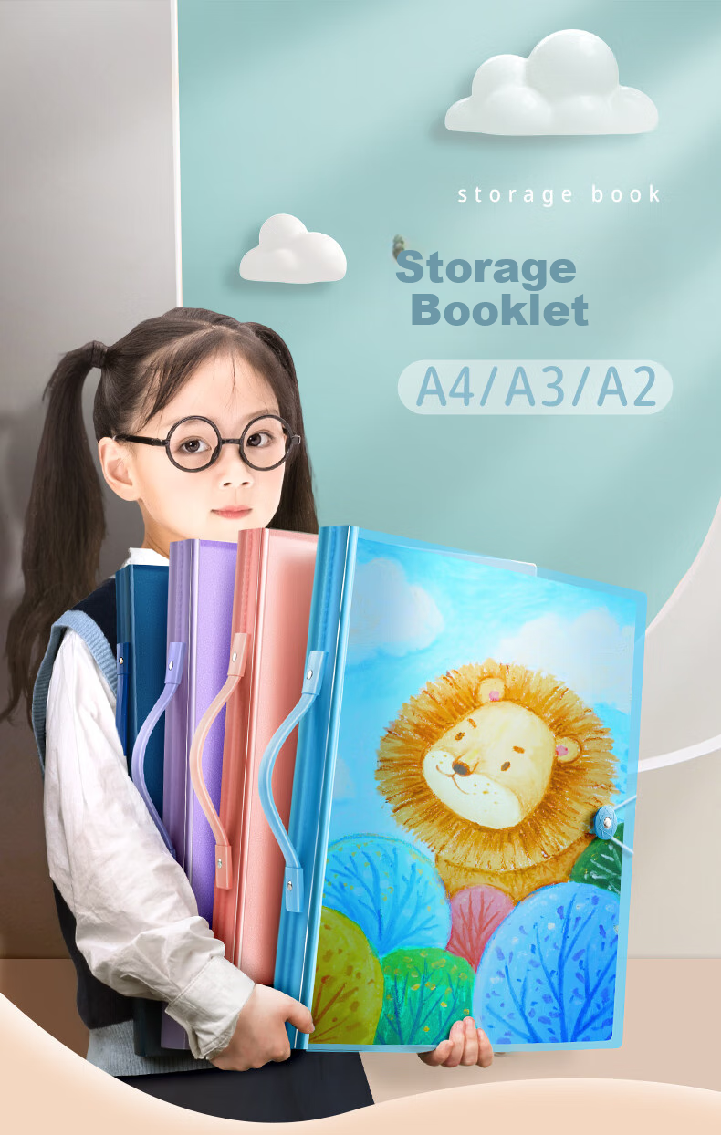 Папка-портфель Xinshida для документов А2/А3, синяя, 180 страниц