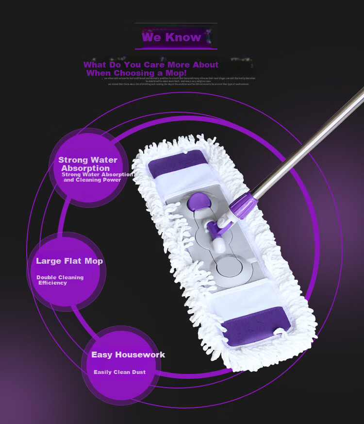 Швабра Yagao Flat Mop 60CM с 1 насадкой, большая швабра для дома, съемная ткань, для коммерческой уборки