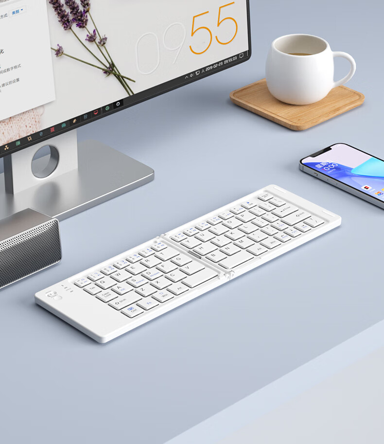 B.O.W Hangshi X23S Беспроводная складная клавиатура Bluetooth, перезаряжаемая ультратонкая портативная бесшумная клавиатура для женщин, офиса, совместимая с IPad, планшетом и смартфоном, универсальная маленькая черная клавиатура