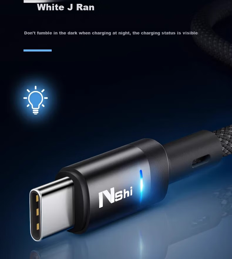 Кабель Nengshi Type-C, 100 Вт, супербыстрая зарядка, автоотключение, для Huawei, OPPO, Honor Nova, Xiaomi, Vivo, 66 Вт, 1.5 метра, прозрачно-черный