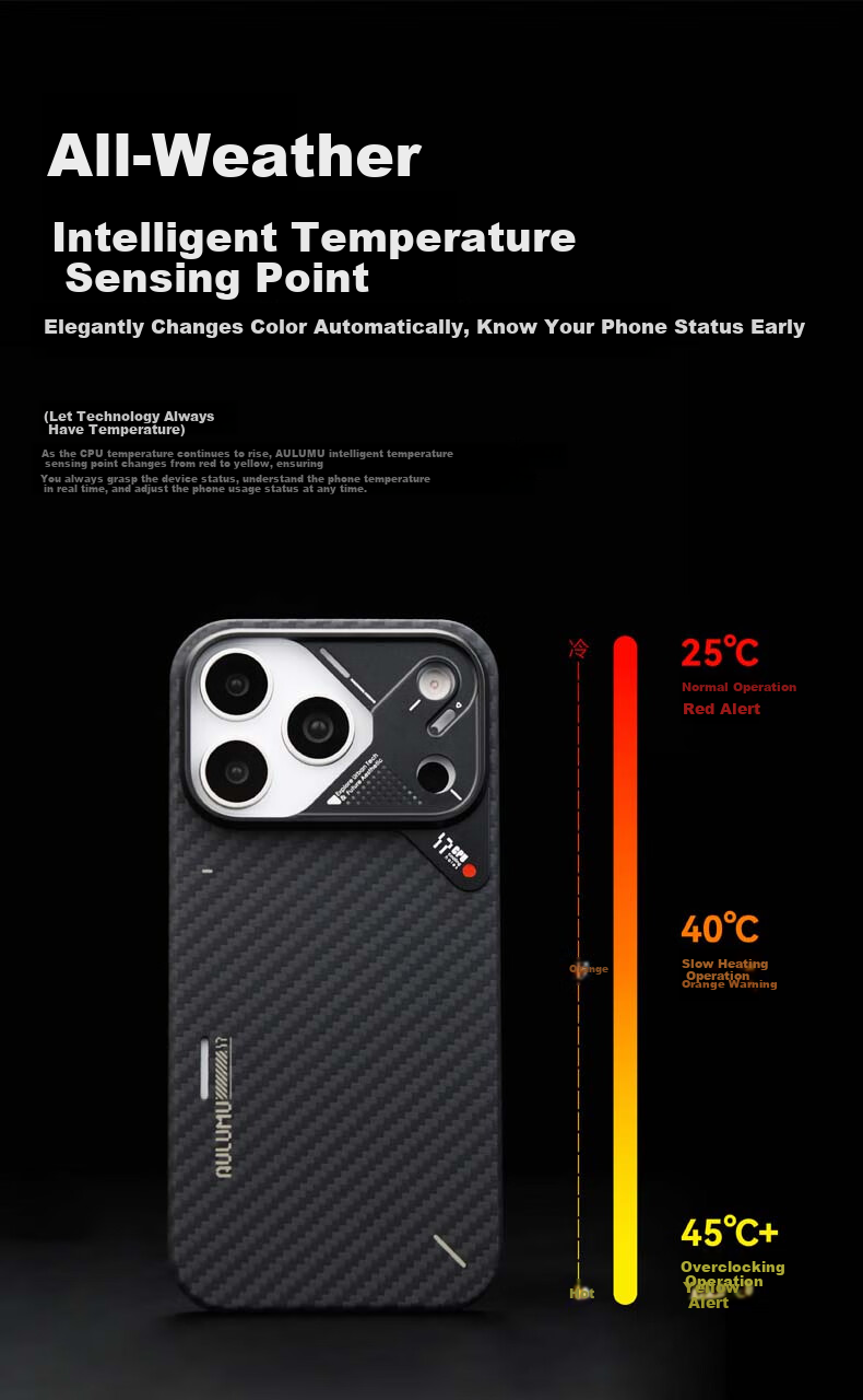 Чехол AULUMU для Apple iPhone 17 Pro Max, из арамидного волокна, ультратонкий, с защитой от царапин, черный