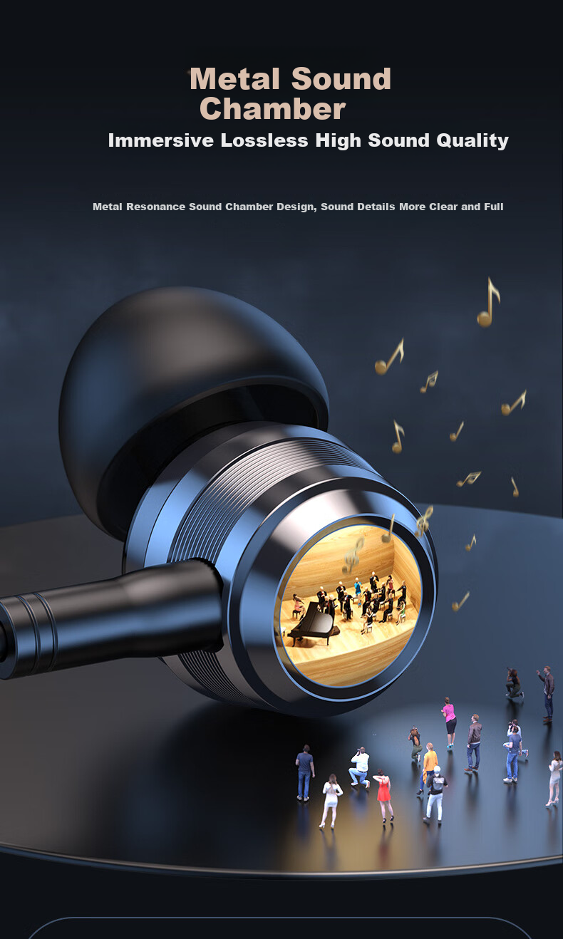 Проводные наушники Chengao In-Ear, черные, разъем 3.5 мм