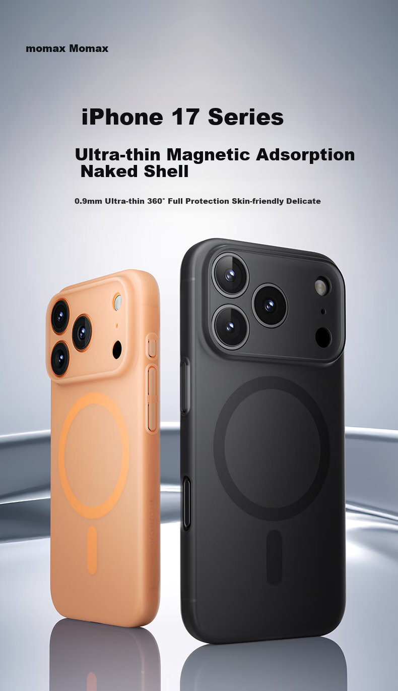 Противоударный чехол MOMAX для iPhone 17 Pro, ультратонкий, MagSafe, прозрачный черный