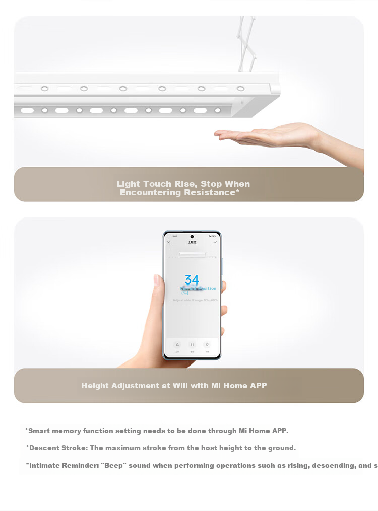 Умная сушилка для белья Mijia Smart Clothes Drying Rack Pro, Moonlight White, Xiaomi Electric Invisible Clothes Hanger, ультратонкая встраиваемая установка