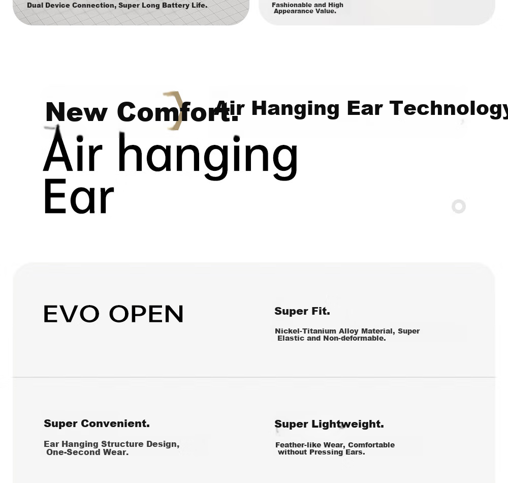 Беспроводные наушники Manbuzhehua Zai Evo Open Bluetooth, с открытым дизайном, длительным временем автономной работы, комфортной посадкой, пространственным звуком, цвет "Туманный розовый", совместимы с Apple, Huawei, Xiaomi