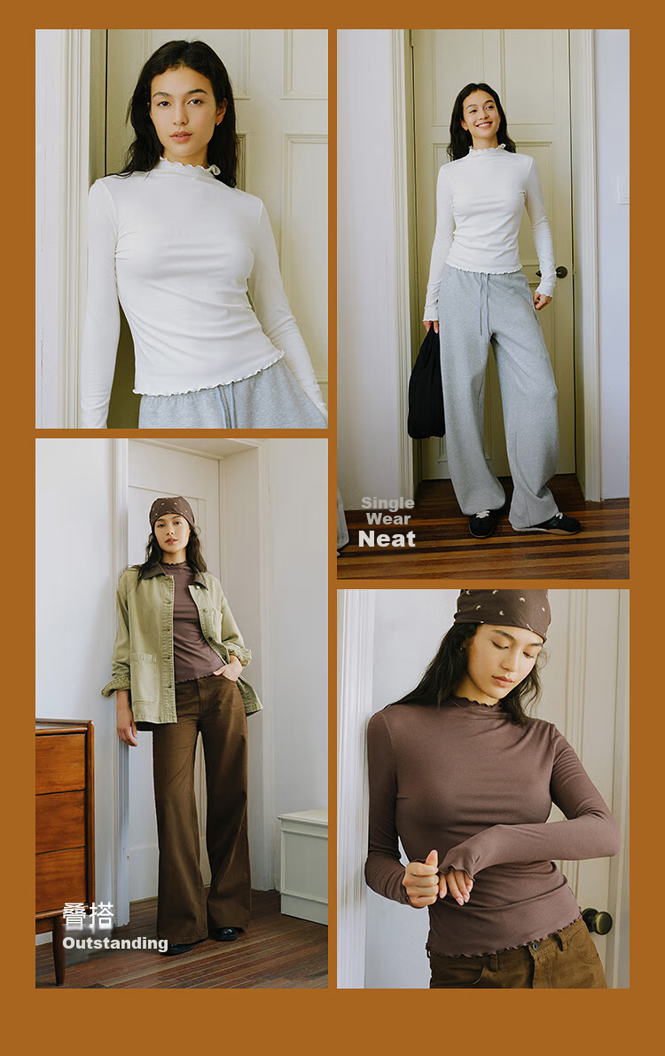 Женская футболка Semir с длинным рукавом, с высоким воротником, приталенная, зимняя коллекция 2025, с флисовой подкладкой, с рюшами, базовая термофутболка