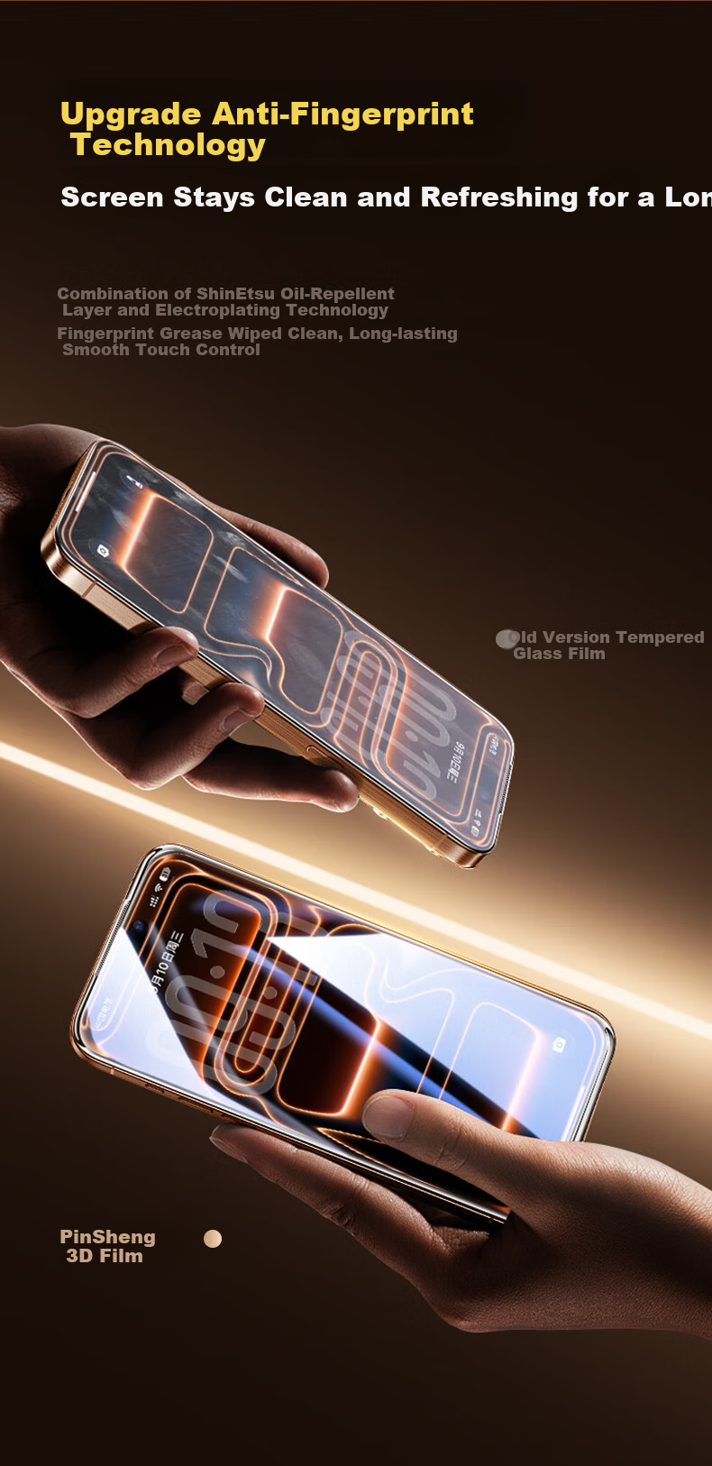 Защитное стекло PISEN для Apple iPhone 17 Pro, 3D горячее изгибание, полное покрытие, антибликовое, противоударное, прозрачное, 1 шт.