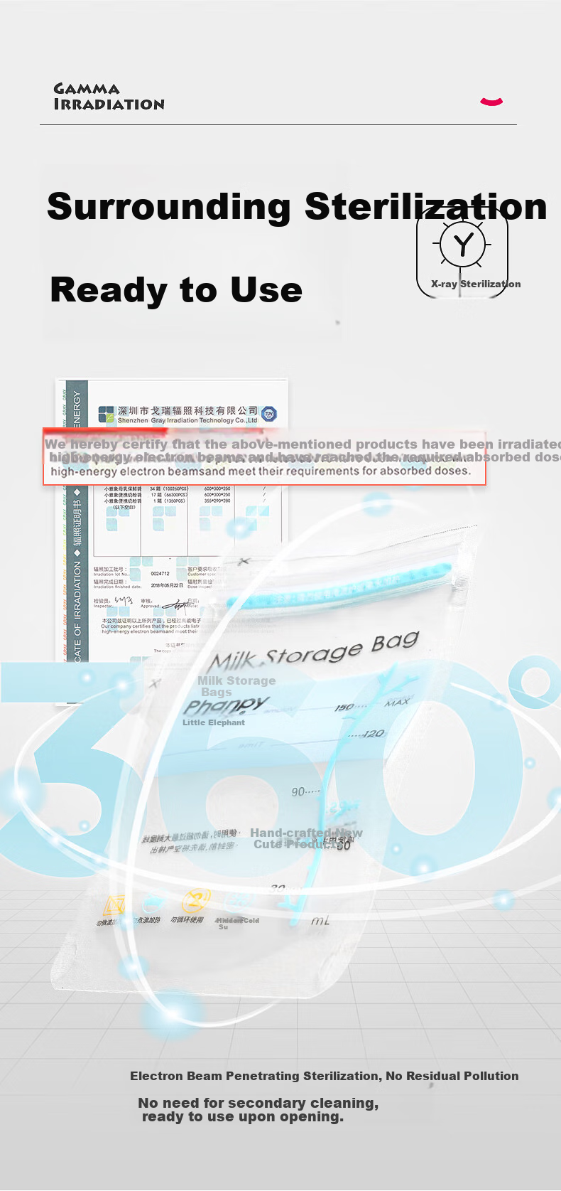 Пакеты для хранения грудного молока Xiaoyaxiang, 150 мл, 100 шт.