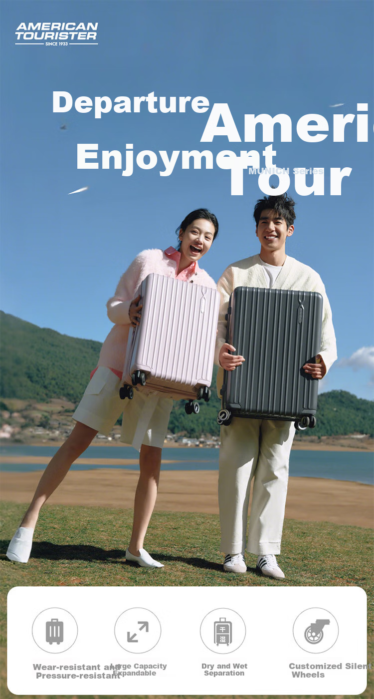 Чемодан AMERICAN TOURISTER, 24 дюйма, тележка, расширяемая, легкий, большой емкости, серый