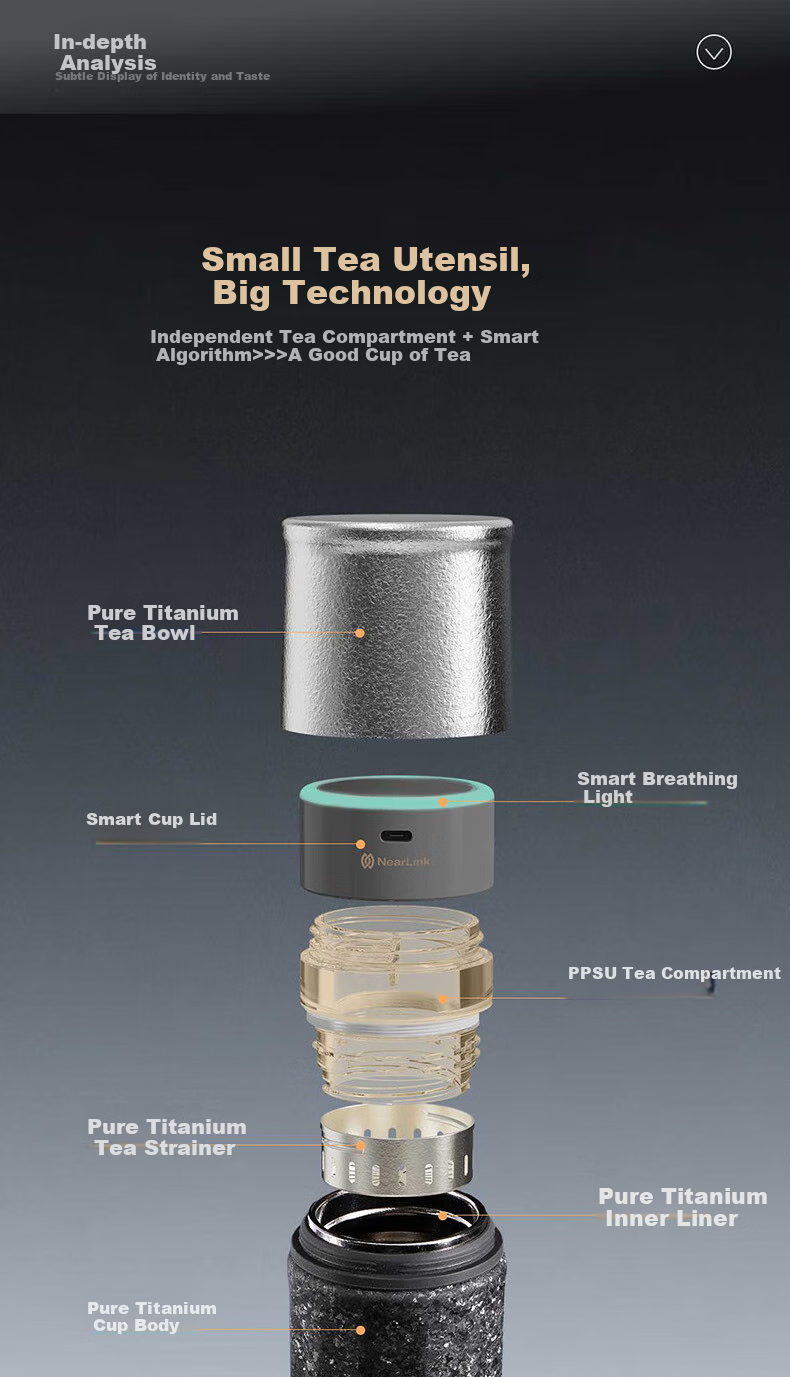 Huawei Zhixuan HarmonyOS Smart Tea Infuser Cup, Pure Titanium Tea Separator, 420ml, Valentine's Day Gift for Husband Or Boyfriend