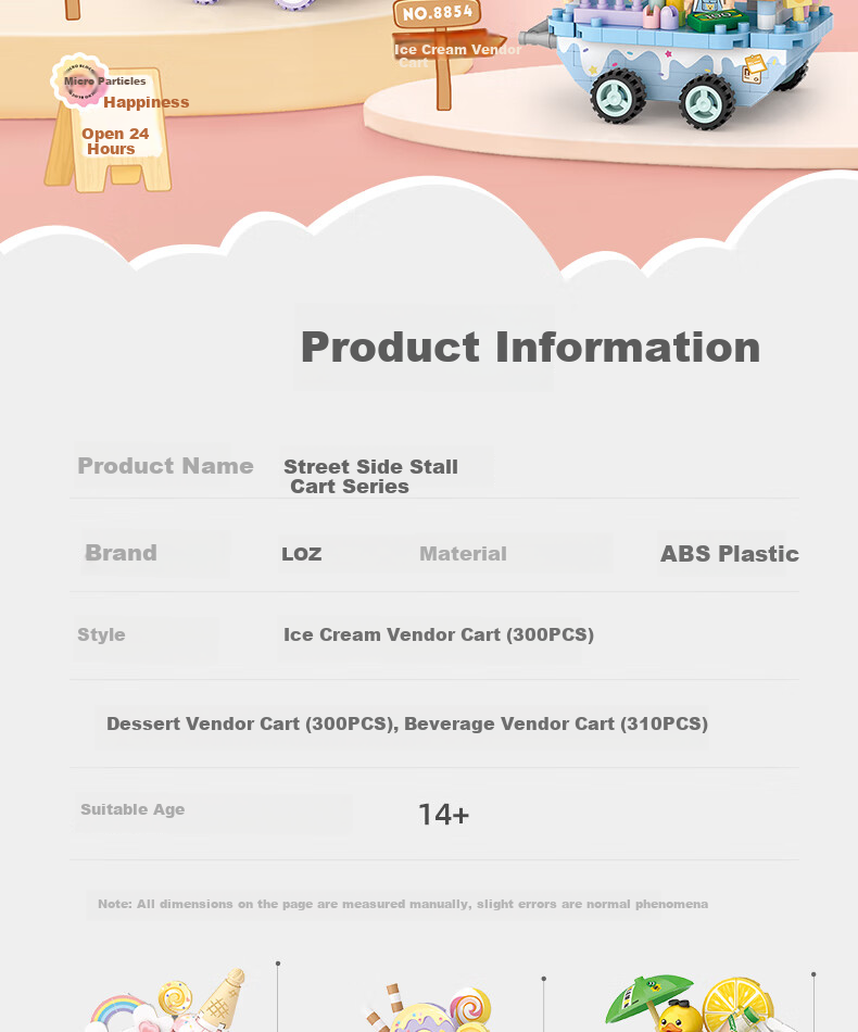 Конструктор Loz 8855 Dessert Car, 300 деталей, для детей от 14 лет, пластик, разноцветный
