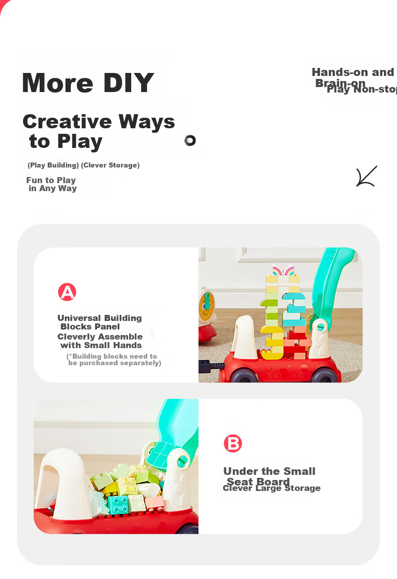 Развивающий поезд HUILE TOYS для детей от 1 до 3 лет, ходунки для малышей, подарок на день рождения, развивающая игрушка