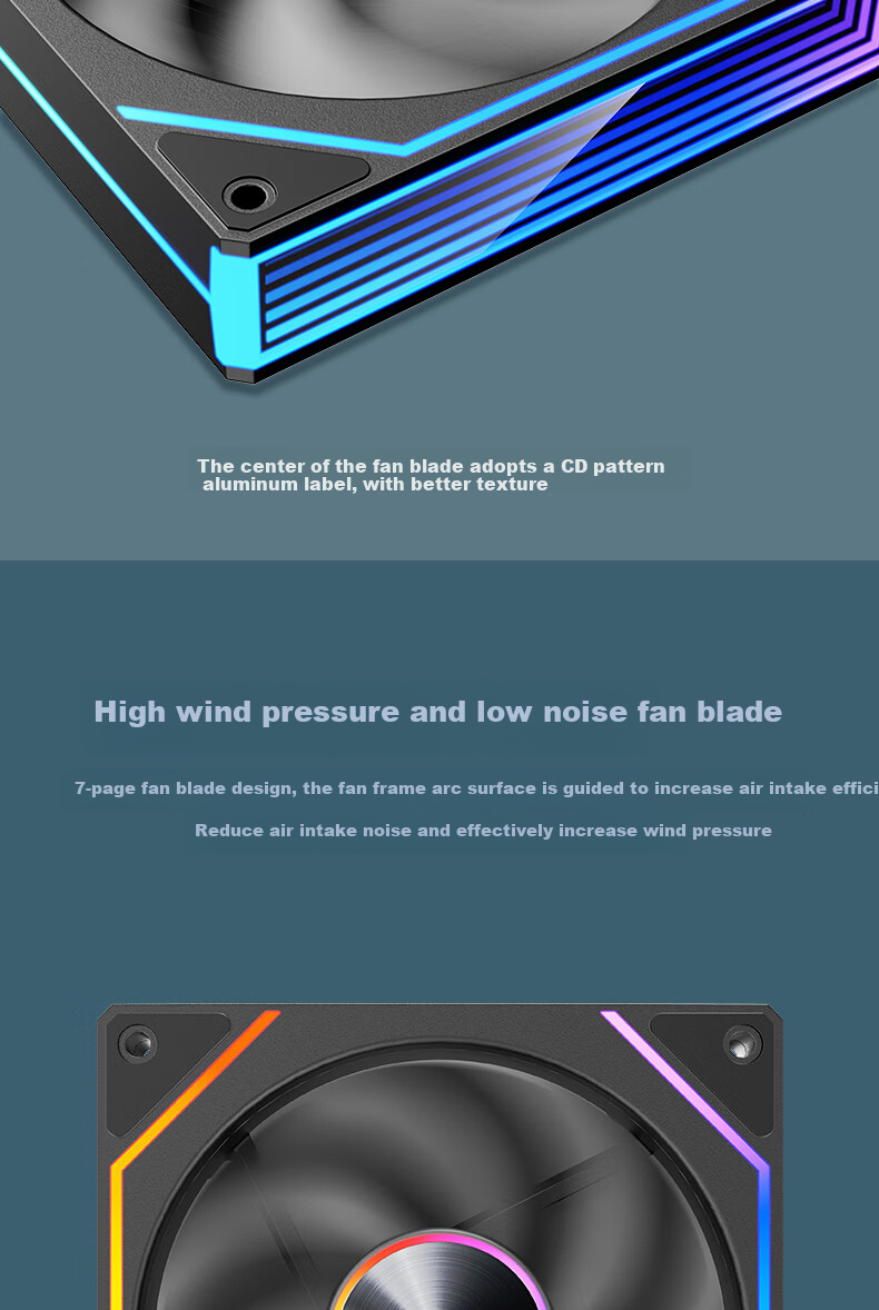 Компьютерный вентилятор Wanjia Lejing 8Pro ARGB, черный, антилистовой, 12 см с RGB-синхронизацией, 5V 3-pin ARGB PWM