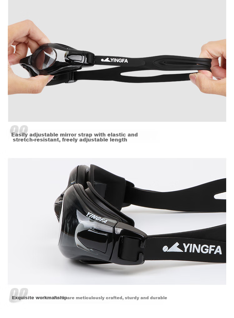 Очки для плавания YINGFA, для взрослых, с диоптриями, черные, 400, с защитой от запотевания