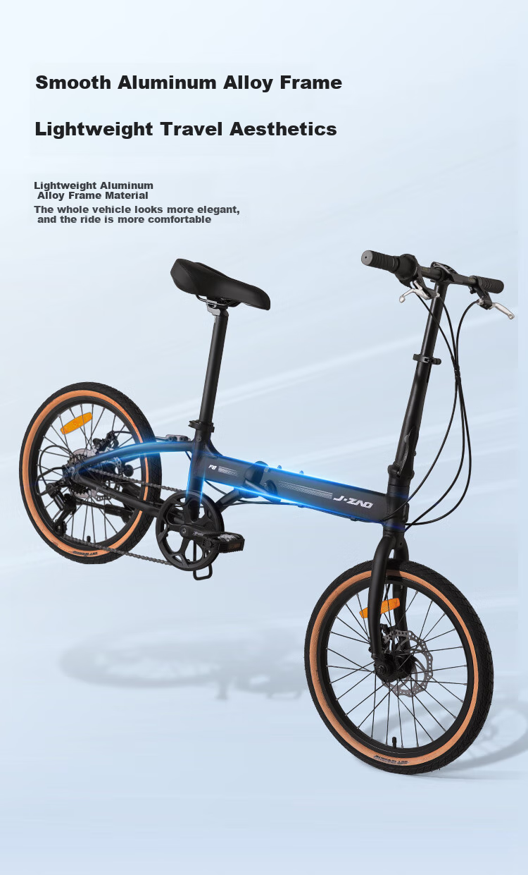 Складной велосипед JD Original F8, 20-дюймовые колеса, 7 скоростей Shimano, рама из алюминиевого сплава, серебристый