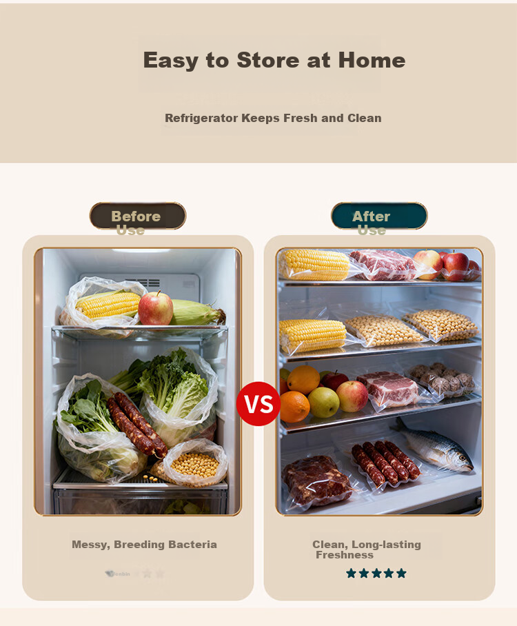 Вакуумные пакеты для хранения продуктов BJ, 10х15 см, 100 шт.