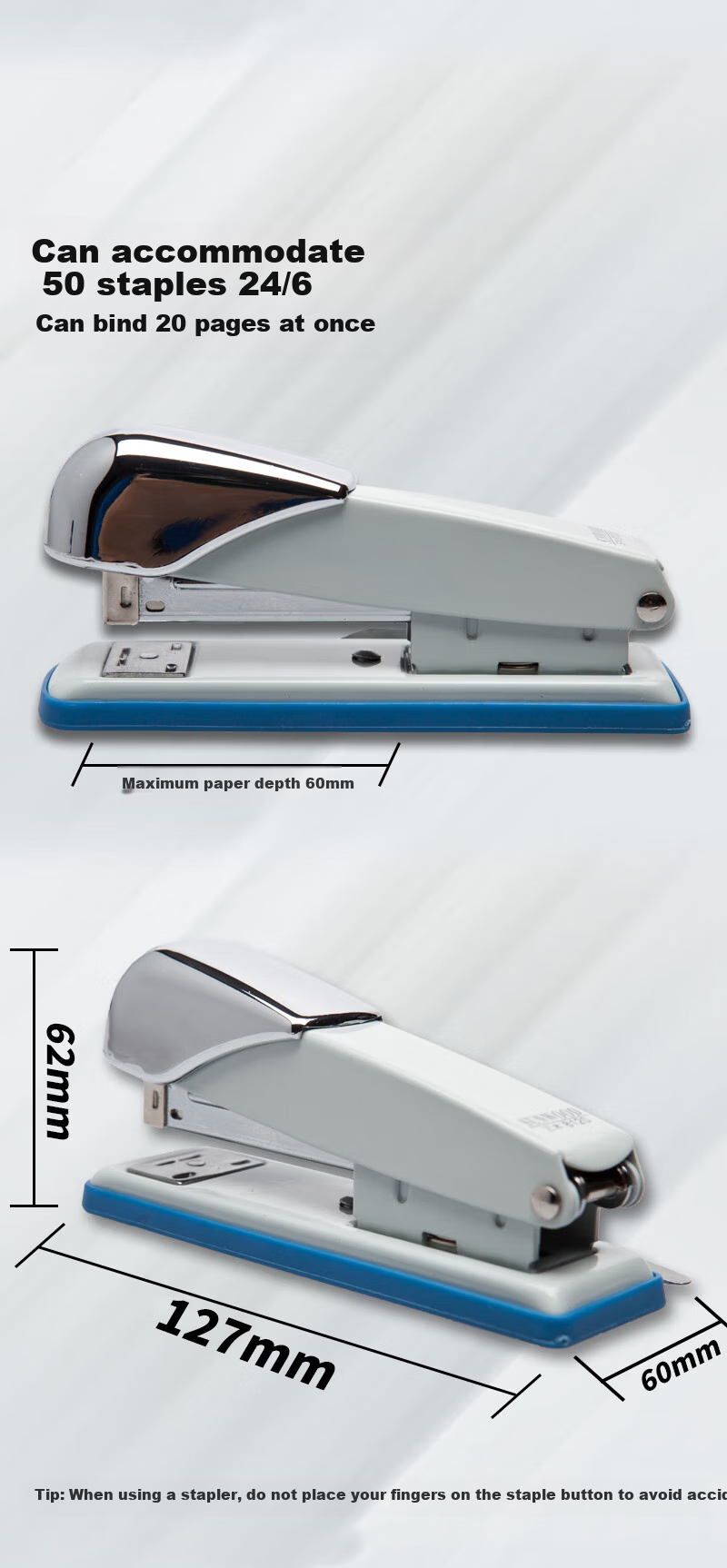 Степлер SUNWOOD 12# с функцией удаления скоб, серый
