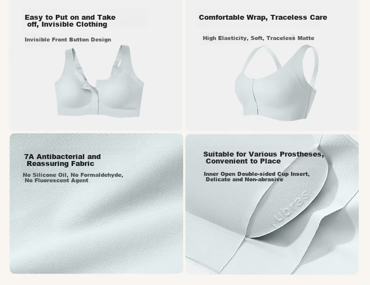 Бюстгальтер Ubras CARE postoperative bra, бесшовный, с передней застежкой, для грудных имплантов, питающий розовый, 2XL