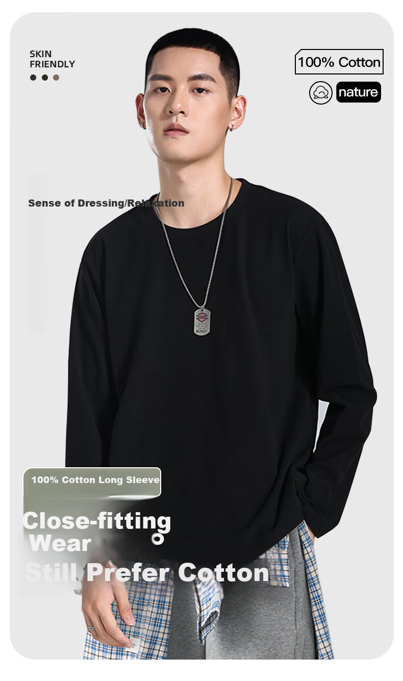 Мужская футболка с длинным рукавом JEANSWEST, весна-осень, 100% хлопок, повседневная, универсальная, простая, свободная посадка, базовая рубашка