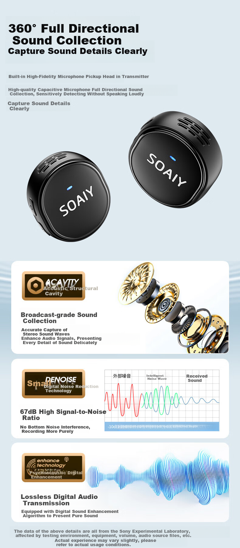 Петличный микрофон Soaiy SA-V3 для мобильных телефонов, беспроводной, с шумоподавлением, для прямой трансляции, записи видео, TikTok, Android