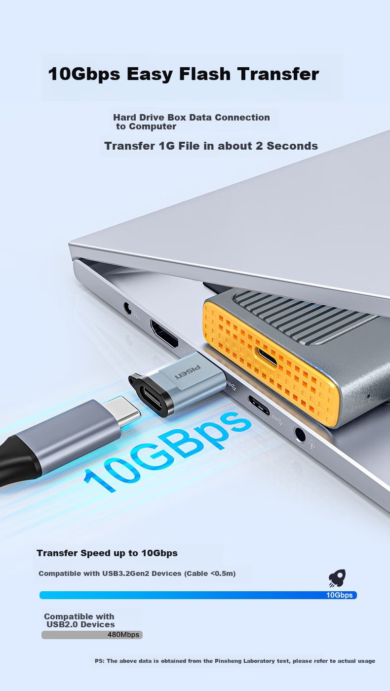 Адаптер PISEN USB 3.2 на Type-C OTG, 10 Гбит/с, для Apple, Huawei, Android, ноутбуков, черный