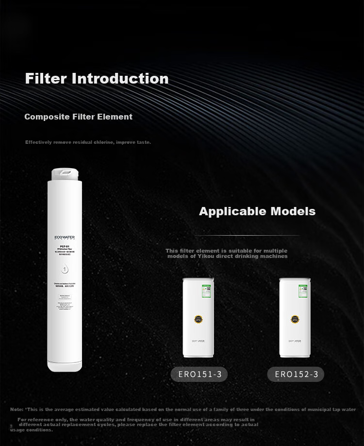Фильтр-картридж ECOWATER PCF-01 для бытовых очистителей воды, композитный, полипропиленовый, угольный, для серий ERO151-3, ERO152-3