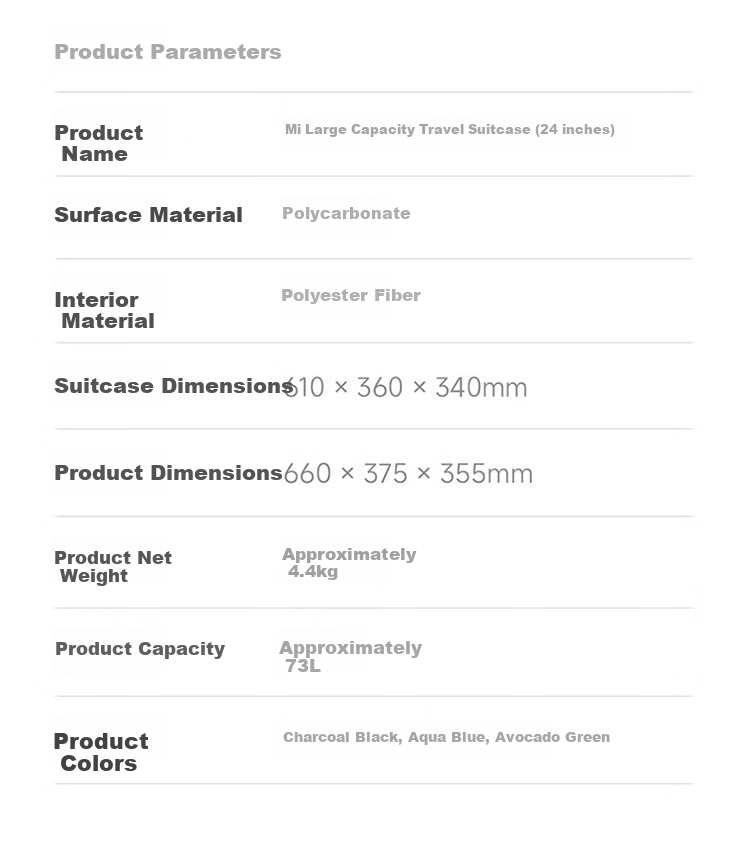 Чемодан Xiaomi Mijia Luggage, 26-дюймовый, PC, большой вместимости, с универсальными колесами, кодовым замком, угольно-черный