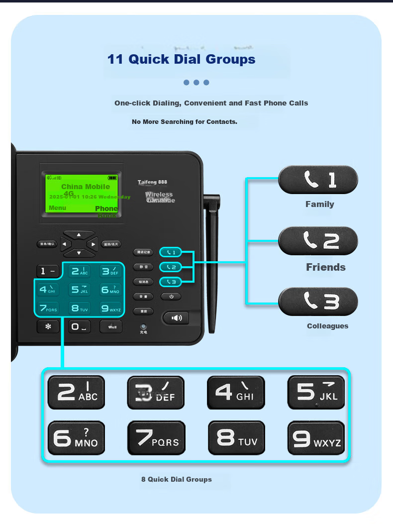 Стационарный телефон Taifeng888, беспроводной, 4G/5G, для офиса и дома, черный