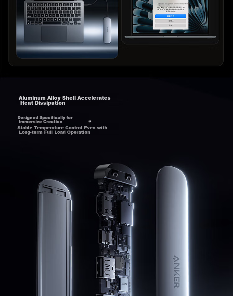 ANKER Type-C Hub 7-в-1: док-станция с PD 100 Вт, HDMI 2.0, USB 3.0, SD/TF кард-ридер. Совместима с MacBook, Huawei.