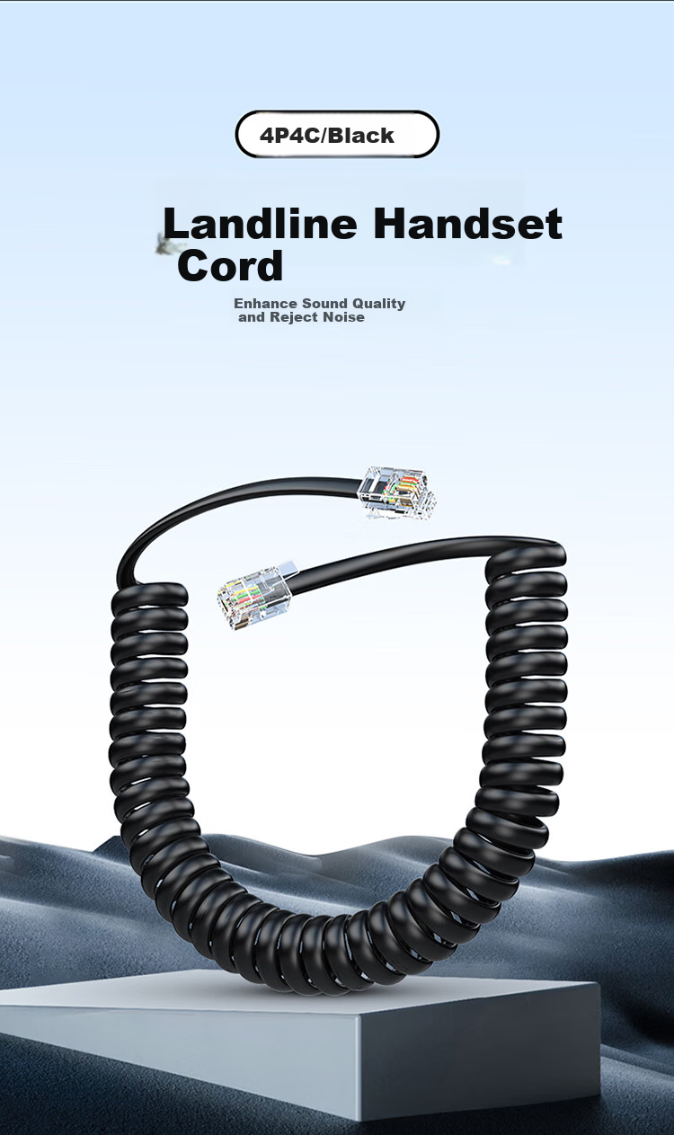 Телефонный аппарат Shengwei ATC6001G, проводной телефонный аппарат, спиральный шнур, соединительный кабель, вилка 4P4C, длина 1.8 метра, черный
