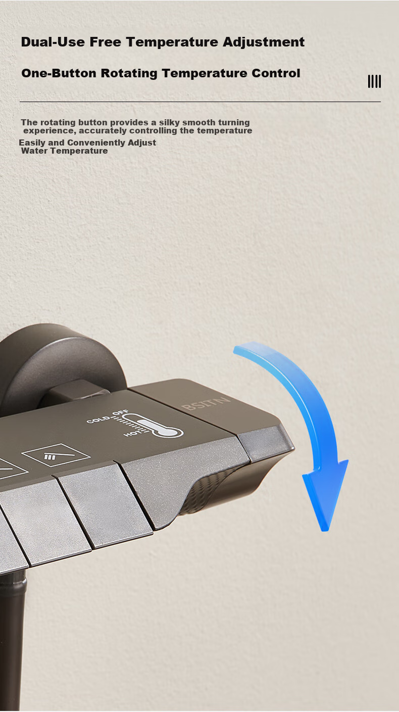 Душевой гарнитур BSITN Piano Key, без верхнего душа, простая система для ванной комнаты с напорной душевой лейкой, полный комплект, серый B1049
