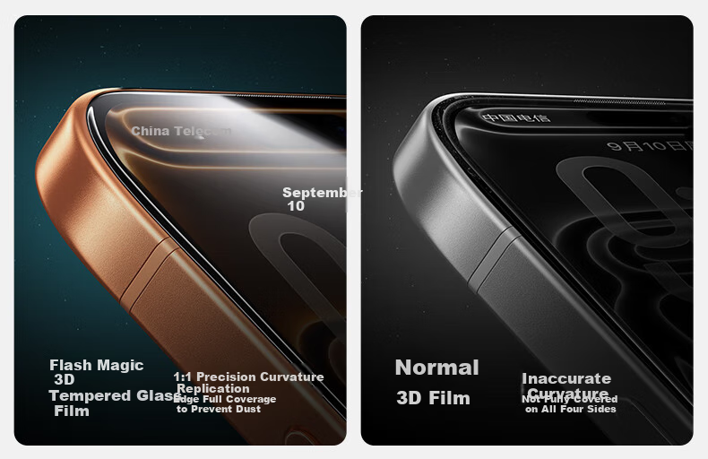 Защитное стекло SmartDevil для Apple iPhone 17 Pro Max, ультратонкое 0.18 мм, 3D полное покрытие, высокая прозрачность, антибликовое, антиотпечатки, закаленное стекло