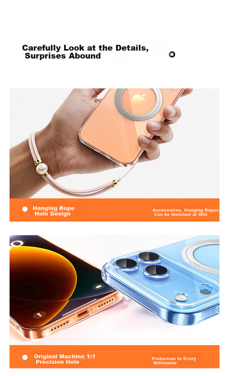 Чехол-накладка DIVI для Apple iPhone 17 Pro, вращающийся на 360°, совместимый с MagSafe, противоударный, ультратонкий, с защитой объектива камеры, прозрачный