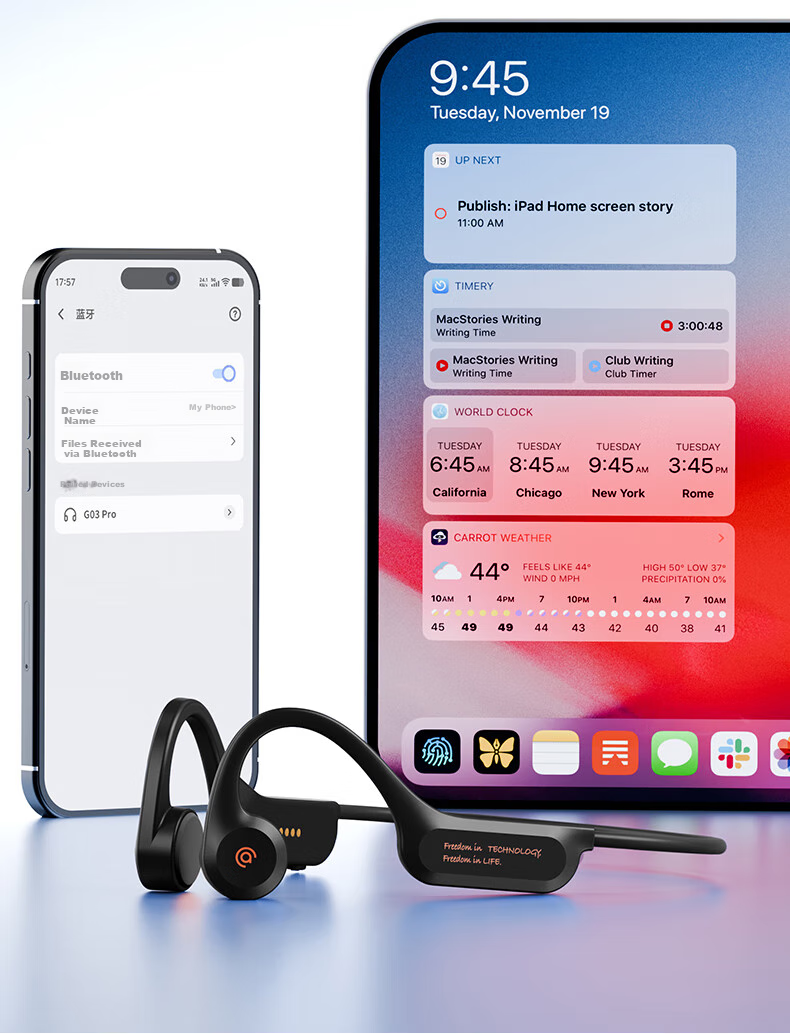 Беспроводные наушники Aigo G03Pro с костной проводимостью, спортивные, водонепроницаемые IP68, 32 ГБ, MP3, Bluetooth 6.0, для бега, велоспорта, черные