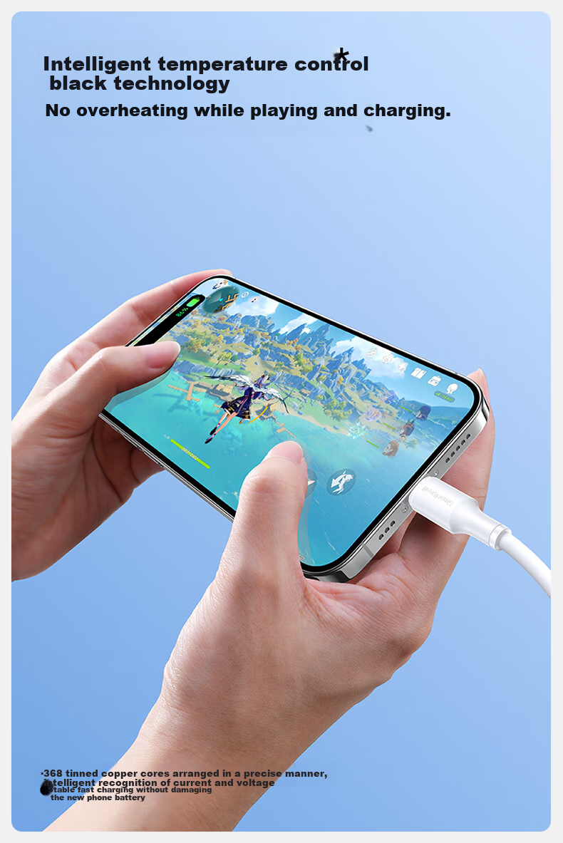 Кабель Shanmo Type-C PD60W, 1.5м, белый, для iPhone 16/17, iPad, ноутбуков