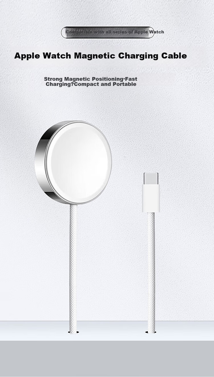 Магнитное зарядное устройство MSSM для Apple Watch, 5 Вт, Type-C, металлическое, 1 м