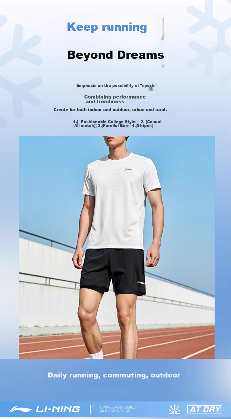 Спортивный костюм Li-Ning мужской, комплект из футболки и шорт с коротким рукавом, для бега, бадминтона, фитнес-тренировок, летний