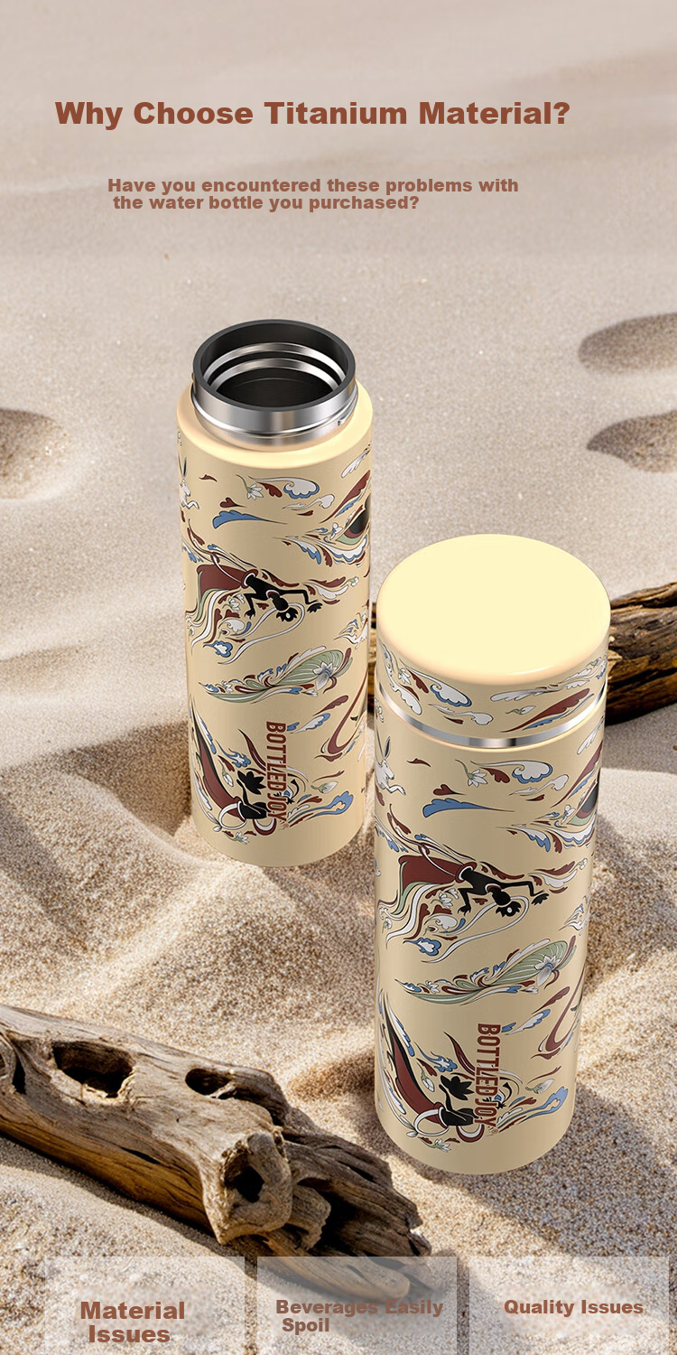Термокружка BOTTLED JOY SUSU из чистого титана, 500 мл, для офиса, бизнеса, кемпинга, подарок