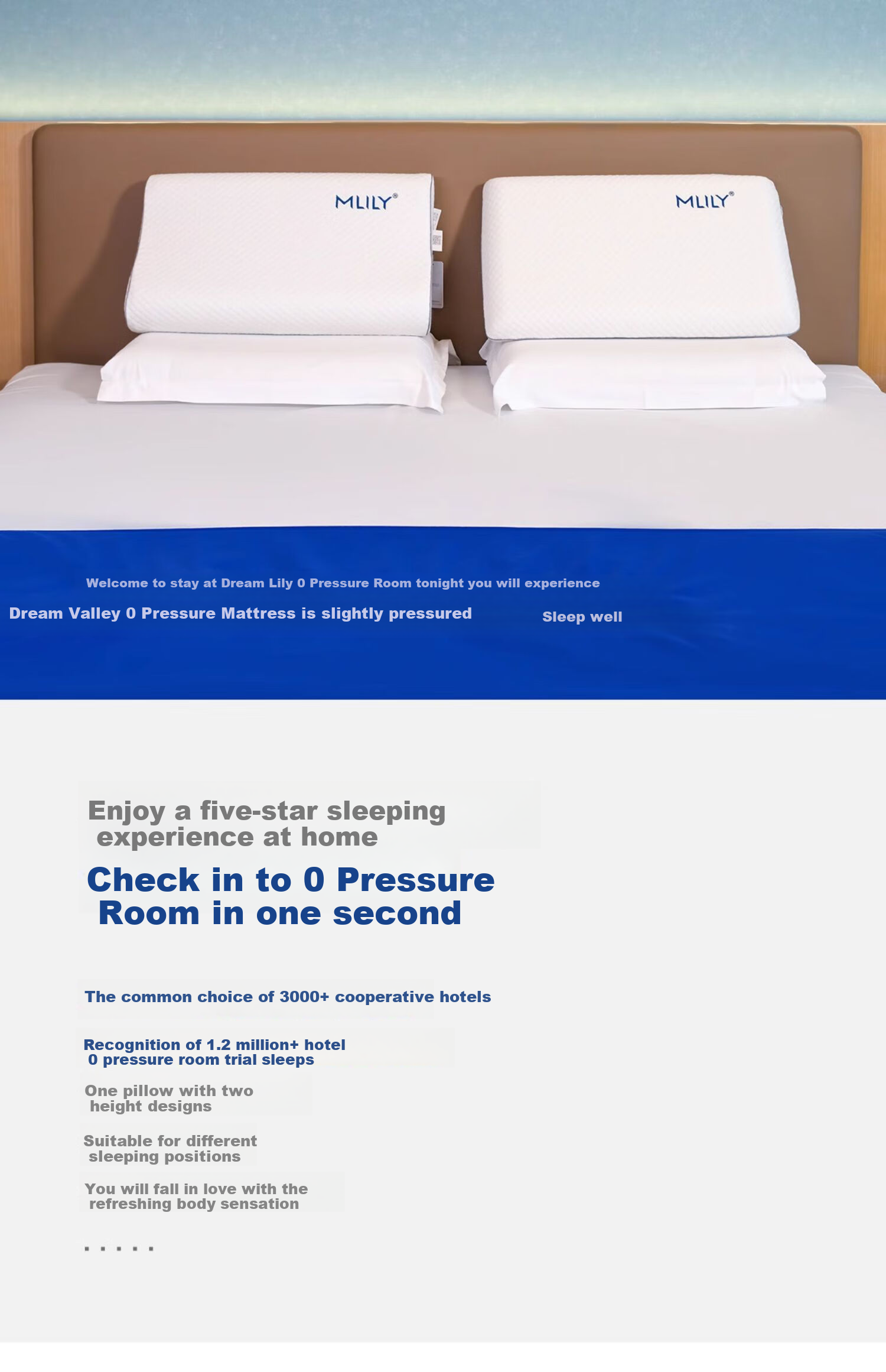 Подушка MLILY Fresh Gel Memory Foam Pillow, медленно восстанавливающаяся, с поддержкой шейного отдела, подарочный набор, отельная, высокая и низкая, 66x38x11/9 см