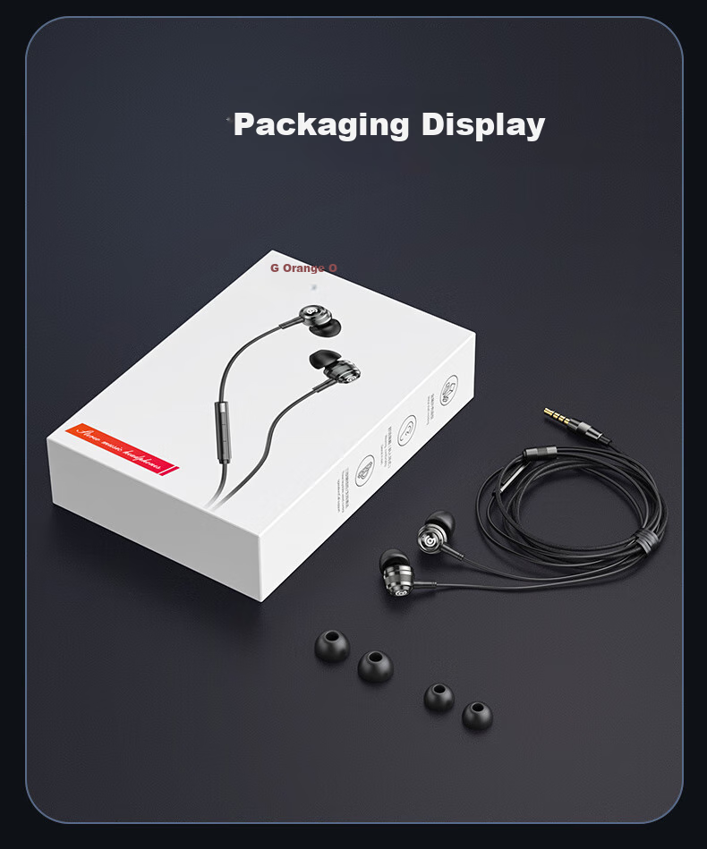 Проводные наушники Chengao In-Ear, черные, разъем 3.5 мм