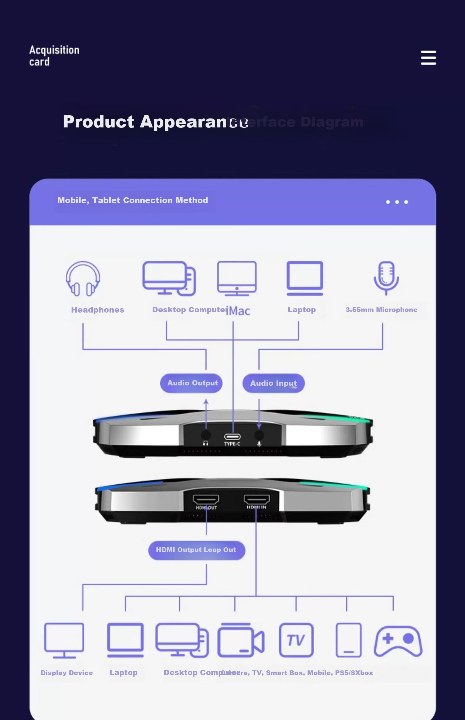 Карта захвата CreHiVi 26P4K HDMI, видео для игр и прямой трансляции, поддержка мобильных телефонов, планшетов, камер, запись и воспроизведение PUBG, зеркальные камеры с прямой трансляцией 120 кадров/с