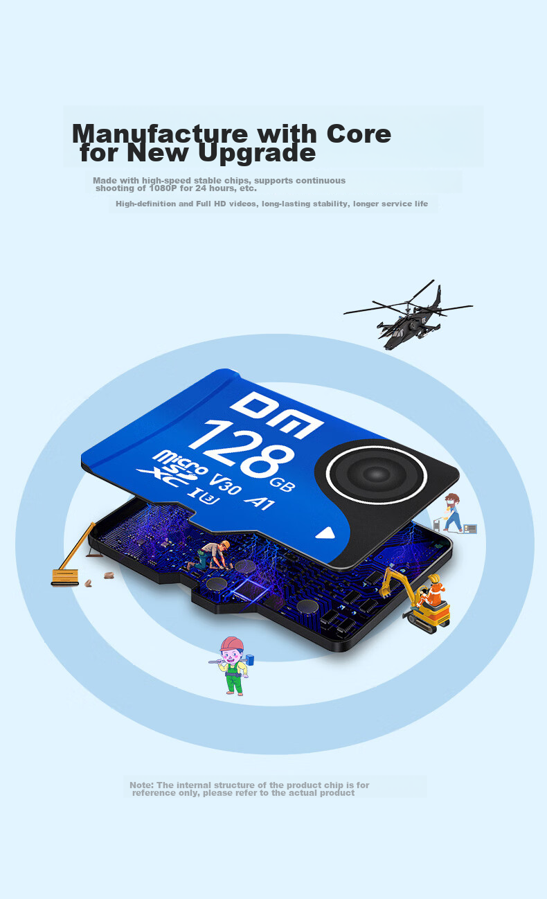Карта памяти DM Daimai 128GB TF (MicroSD) Class 10 U3 V30 A1, синяя, для видеорегистратора и камеры видеонаблюдения