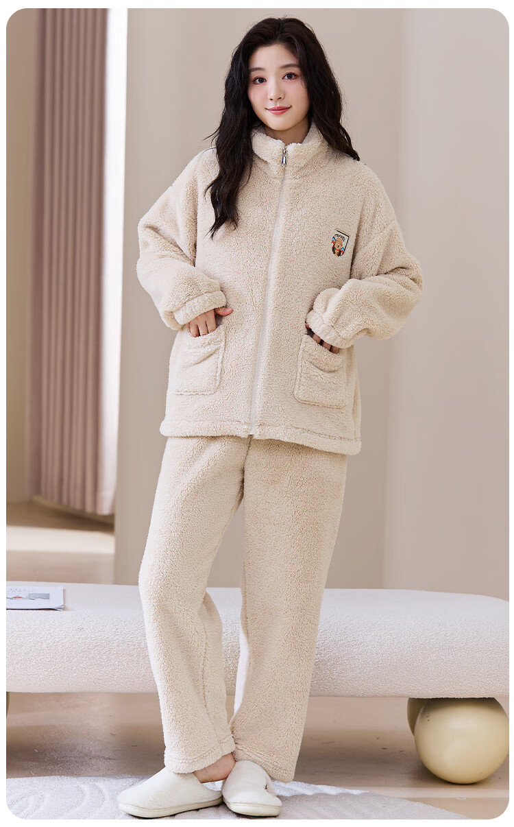 Домашний костюм Urban Beauty женский, фланелевый кардиган, утепленный коралловый флис, теплый комплект из двух предметов, осень-зима