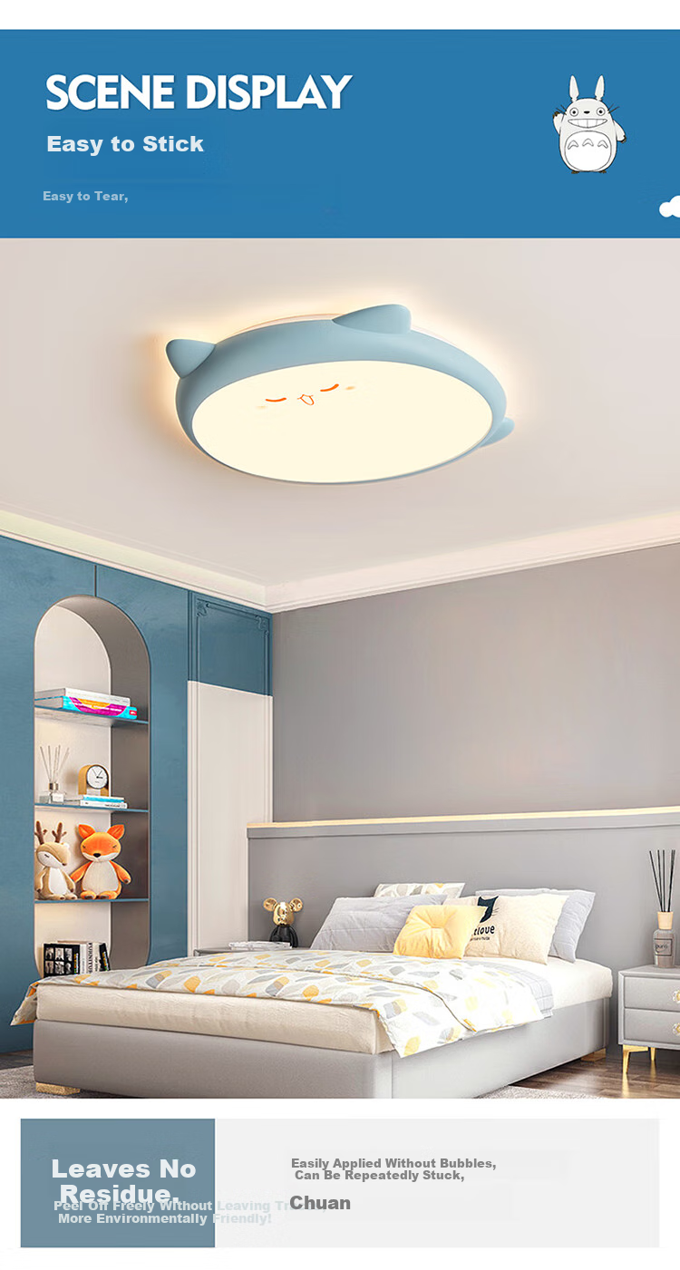 Потолочный светильник NVC LED, детский, для спальни, с защитой глаз, креативный дизайн с драконом и кошкой, синий