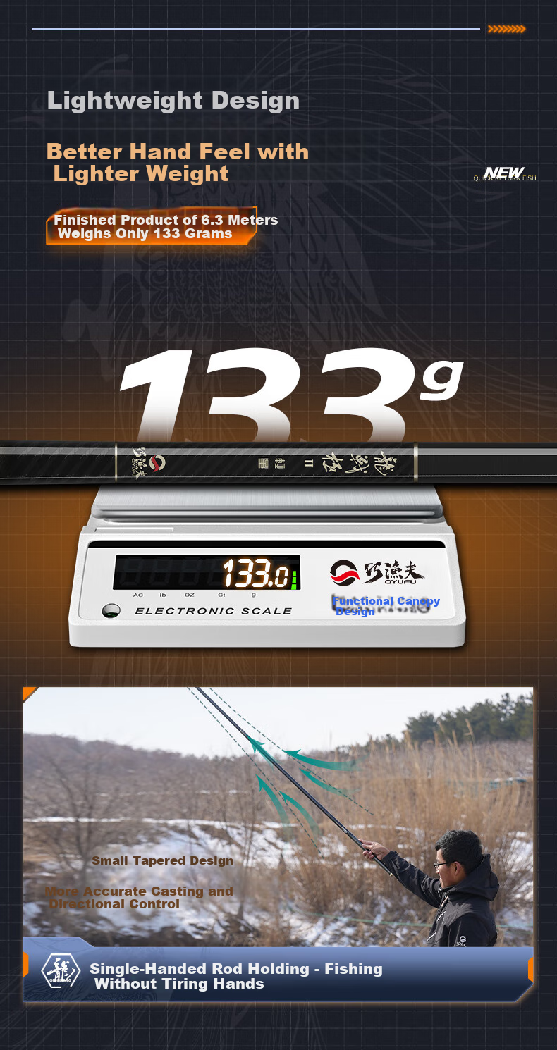 Удилище Skiofishes Dragon Battle Ultra-Light, ультра-жесткое, 8.1м, 4H28 Action