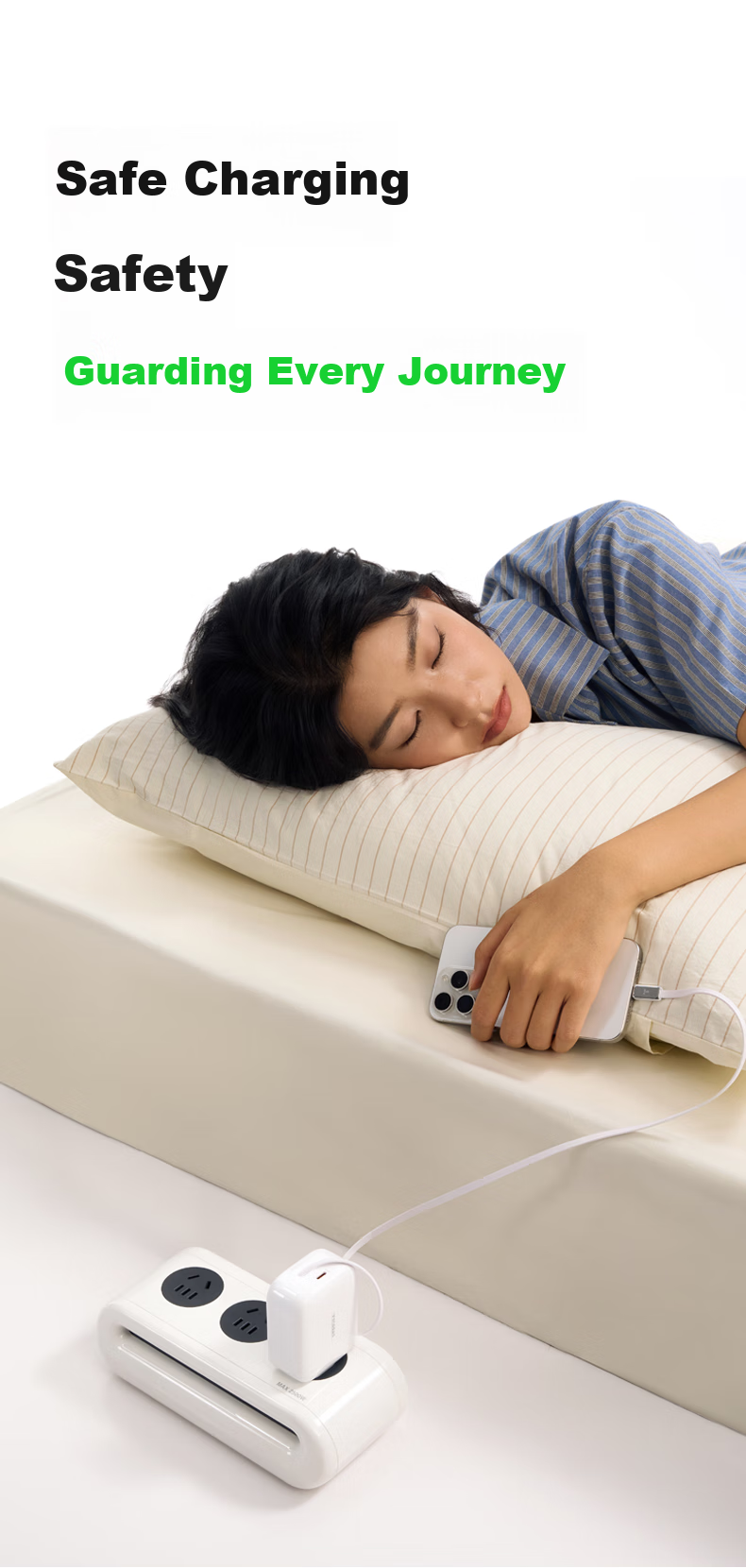 Зарядное устройство TORRAS Yoga 40W с выдвижным кабелем Type-C, белое