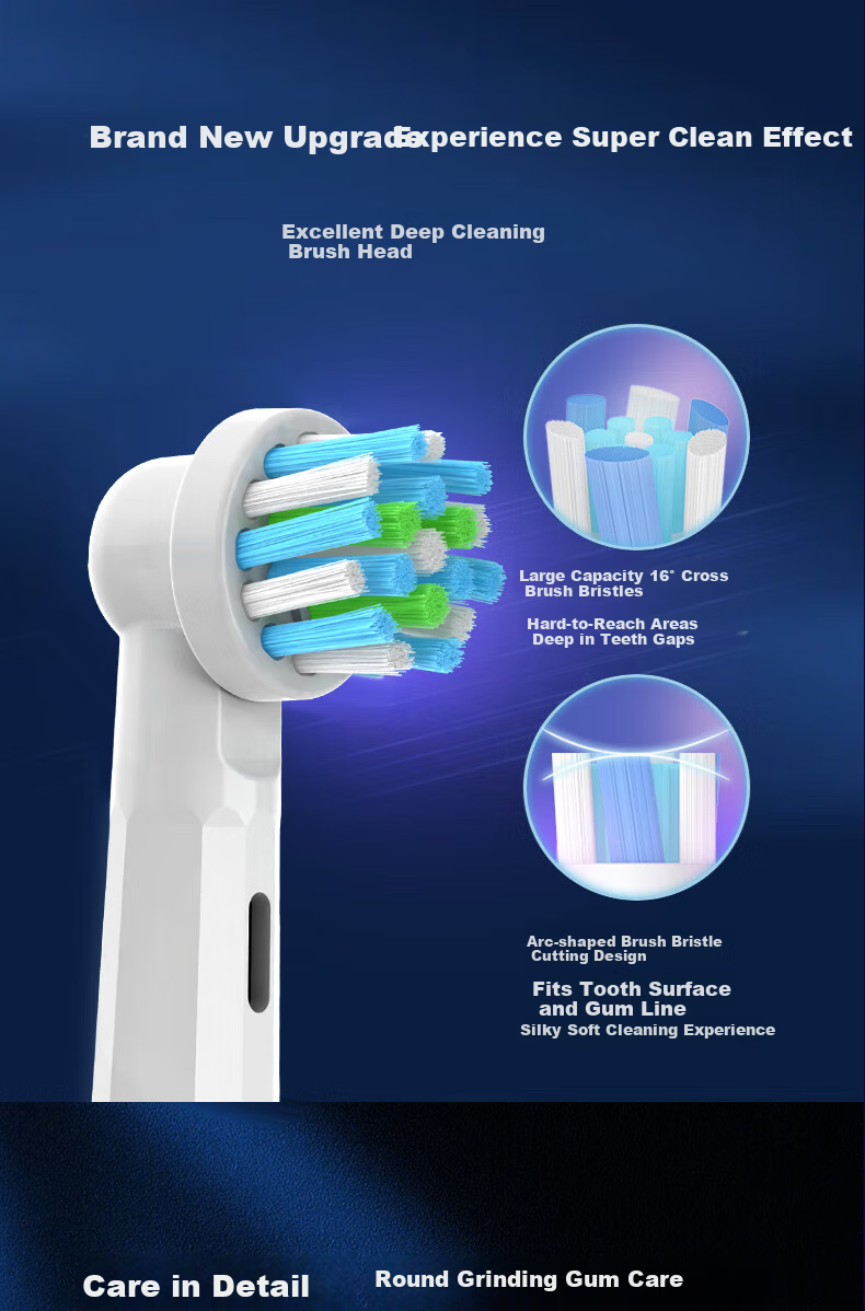 Насадки для электрической зубной щетки Dong Nai Lun, совместимые с Braun Oral-B D12, D16, D100, P2000, P4000, 3709 и другими универсальными сменными насадками, тип "Мульти-угол"