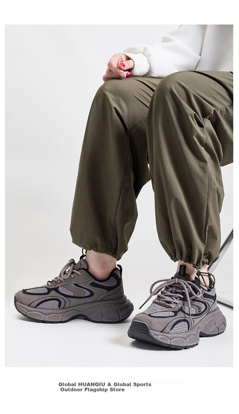Женские кроссовки HUANQIU, модные черные кеды в стиле "dad shoes", новинка осени 2025, универсальные повседневные кроссовки на толстой подошве
